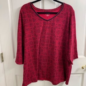 Catherine’s Red and Black Half Sleeve Top Size 1x